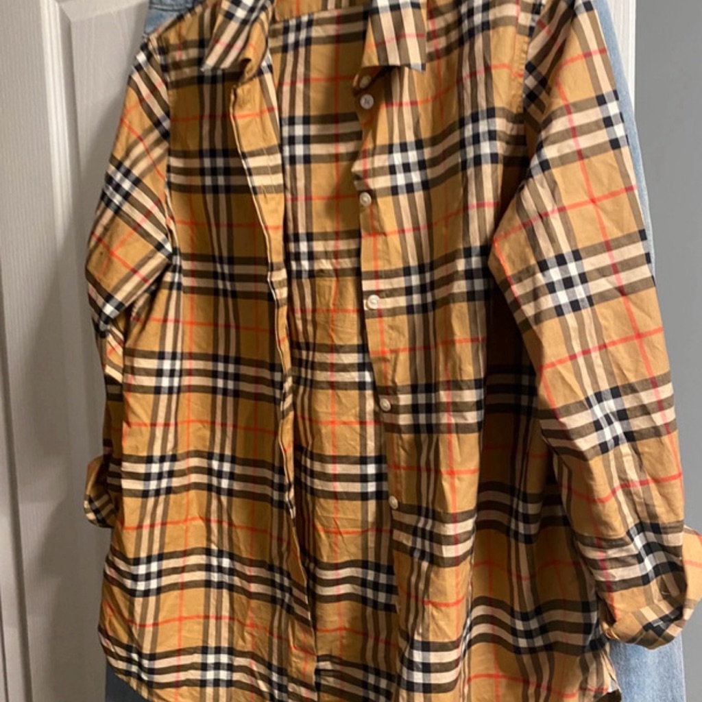 Burberry Classic Plaid Shirt In Black, White, And Tan